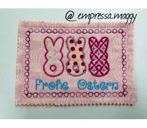 Stickdatei ITH - Postkarte Hasenreihe Frohe Ostern